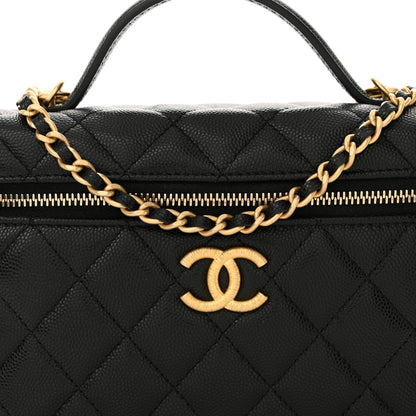 Chanel Caviar Quilted Top Handle Clutch With Chain Black 8 of 11