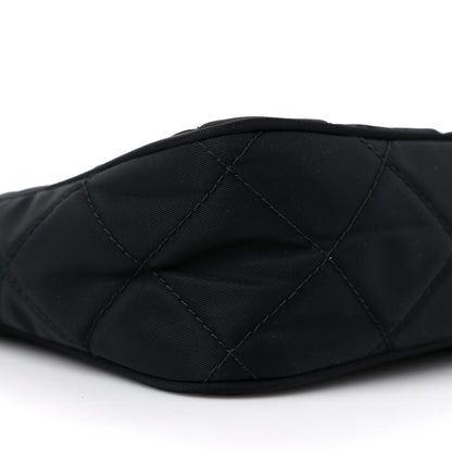 Prada Tessuto Nylon Stitched Shoulder Bag Black 7 of 9