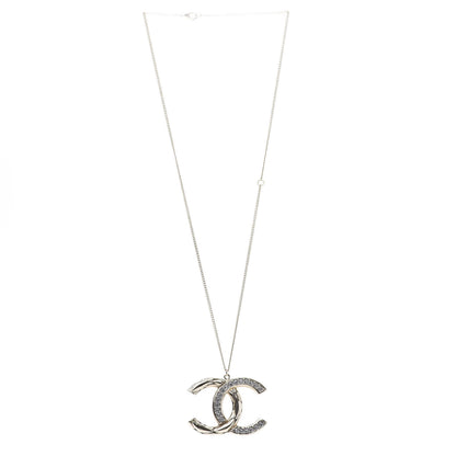 Chanel Crystal Quilted CC Pendant Necklace Gold 3 of 5