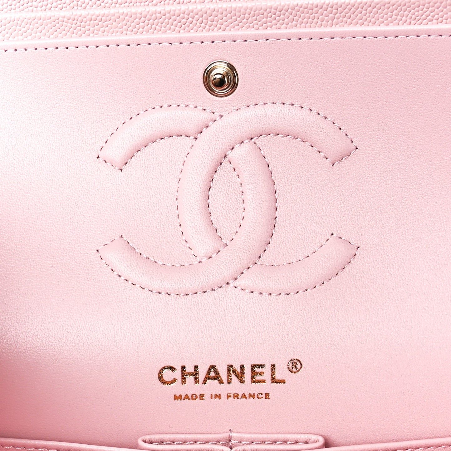 Caviar Quilted Medium Double Flap Light Pink