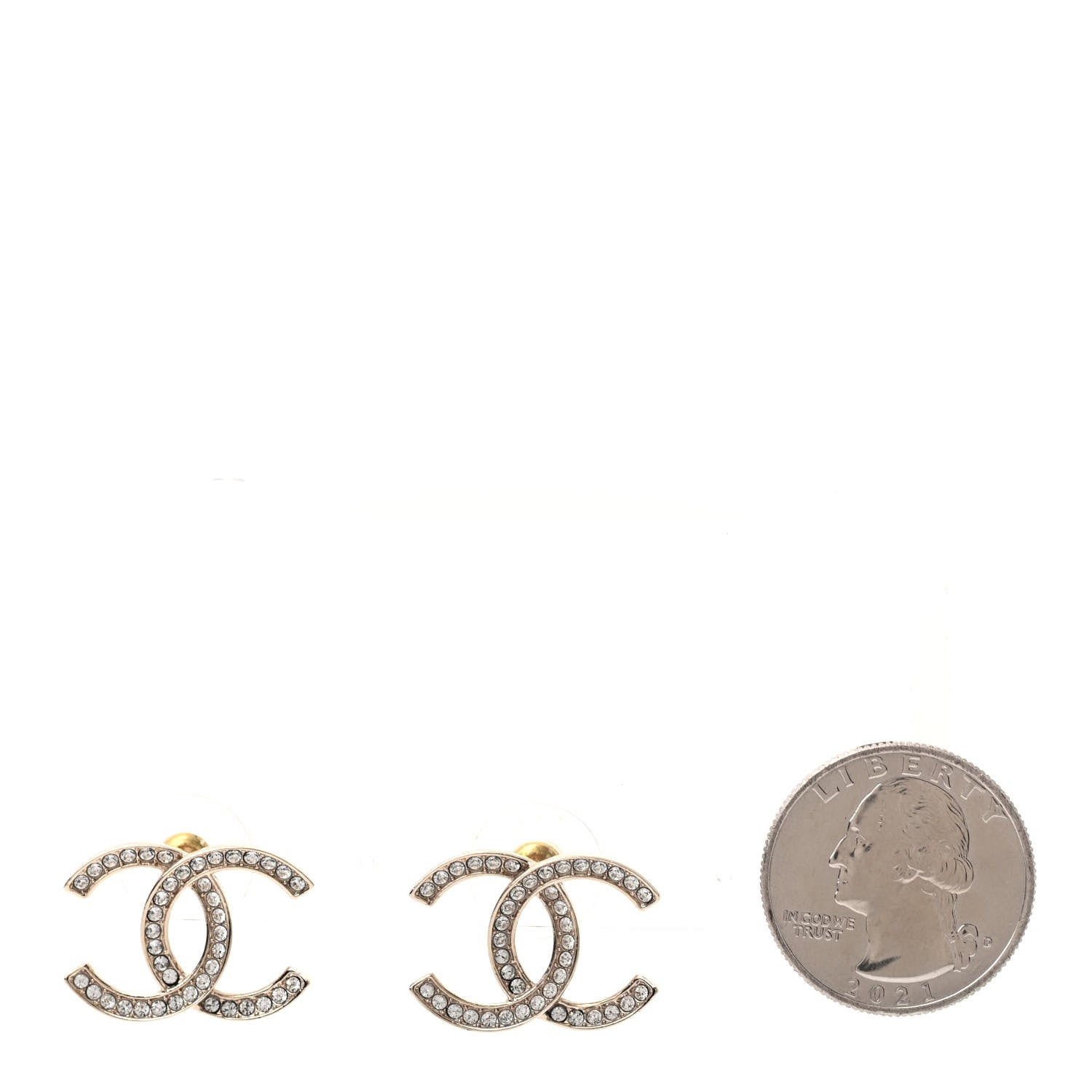 Chanel Crystal CC Earrings Gold 2 of 4