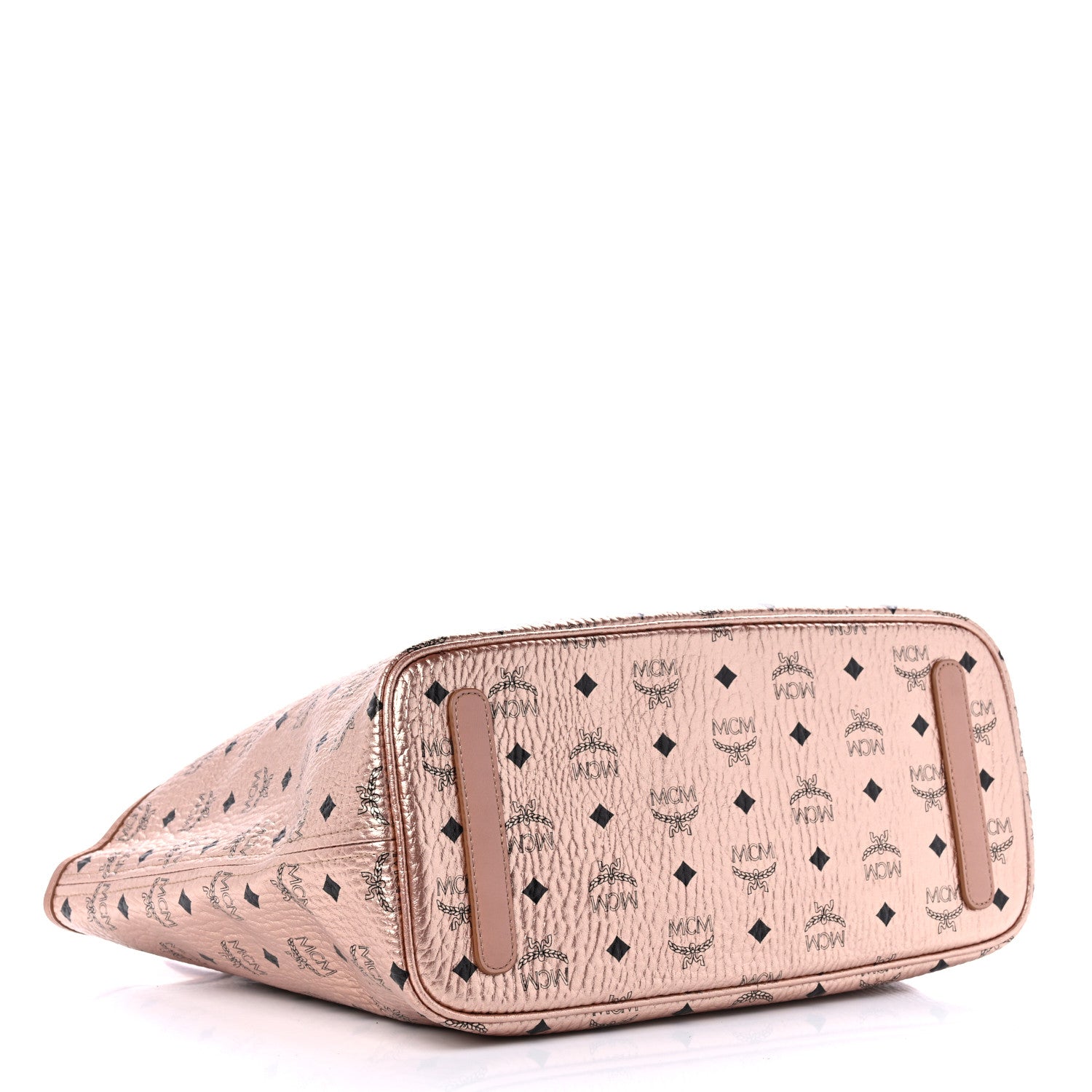 MCM Metallic Visetos Medium Liz Reversible Shopper Tote Champagne Gold 5 of 15