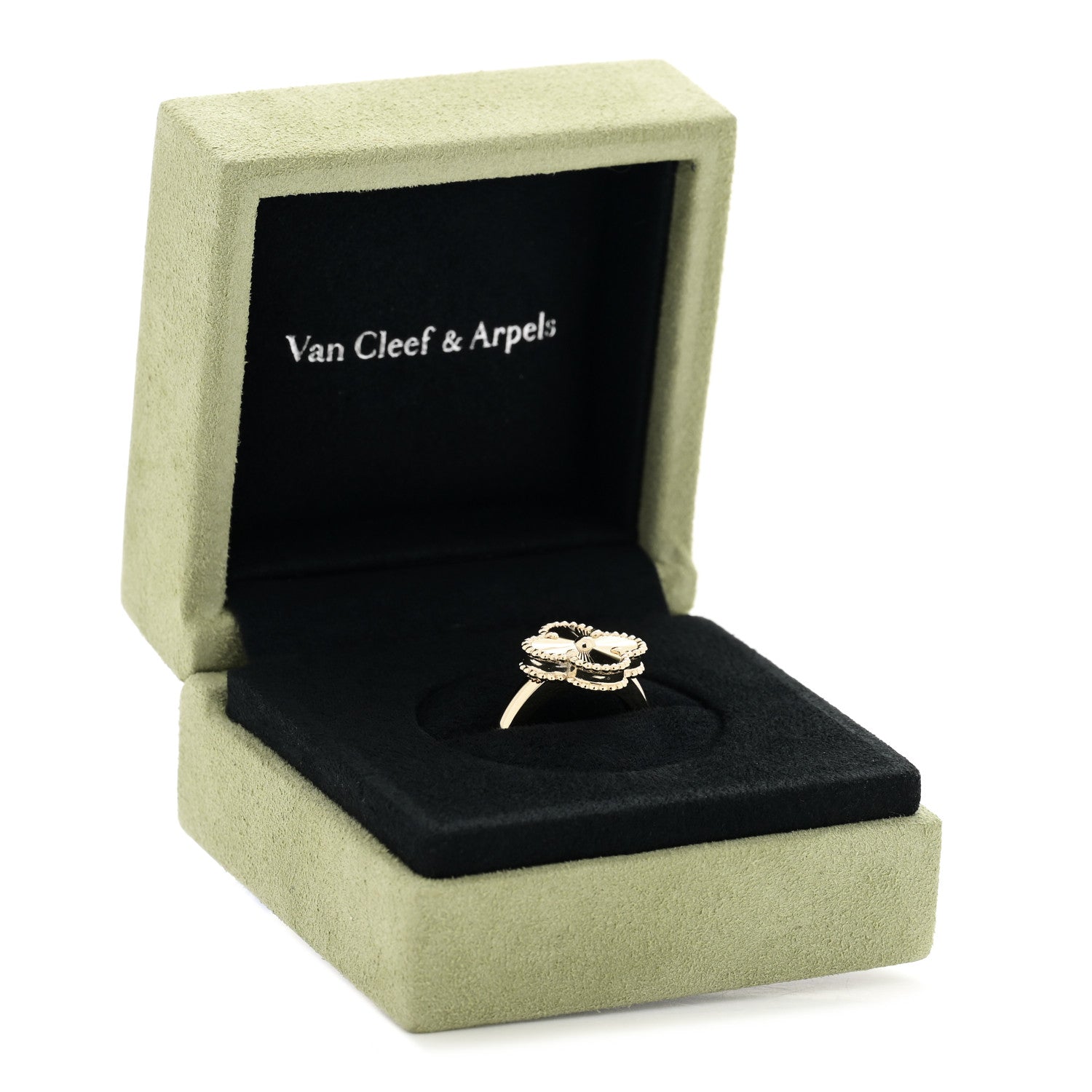 Van Cleef & Arpels 18K Yellow Gold Guilloche Vintage Alhambra Ring 49 4.75 5 of 5