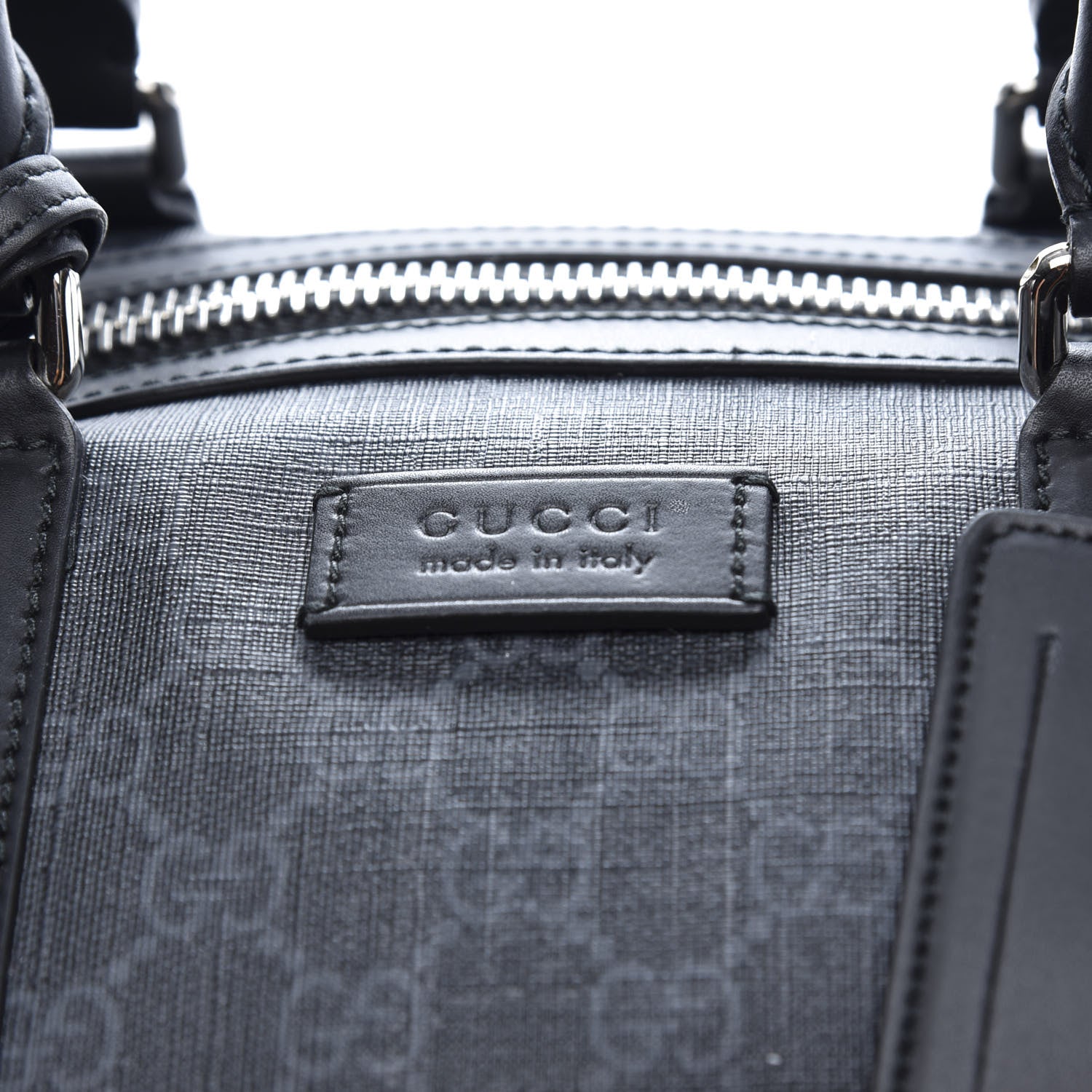 Gucci Soft GG Supreme Monogram Appia Calfskin Web Large Carry On Duffle Bag Black Grey 12 of 12