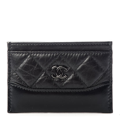 Chanel Aged Calfskin Quilted Gabrielle Card Holder Wallet So Black 1 of 9