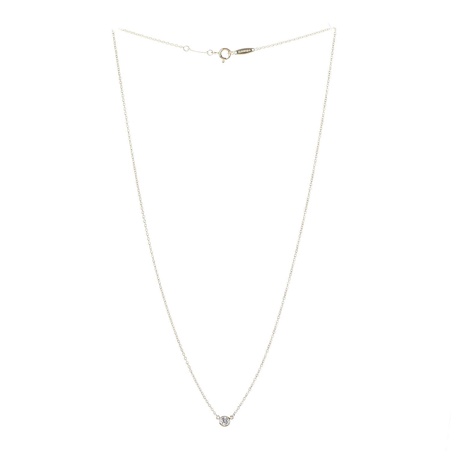 Tiffany 18K Yellow Gold Diamond .12ct Elsa Peretti Diamonds by the Yard Pendant Necklace 3 of 5