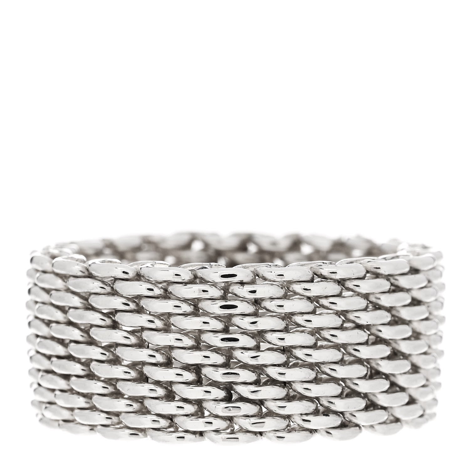 Tiffany Sterling Silver Somerset Mesh Ring 56 7.5 1 of 4