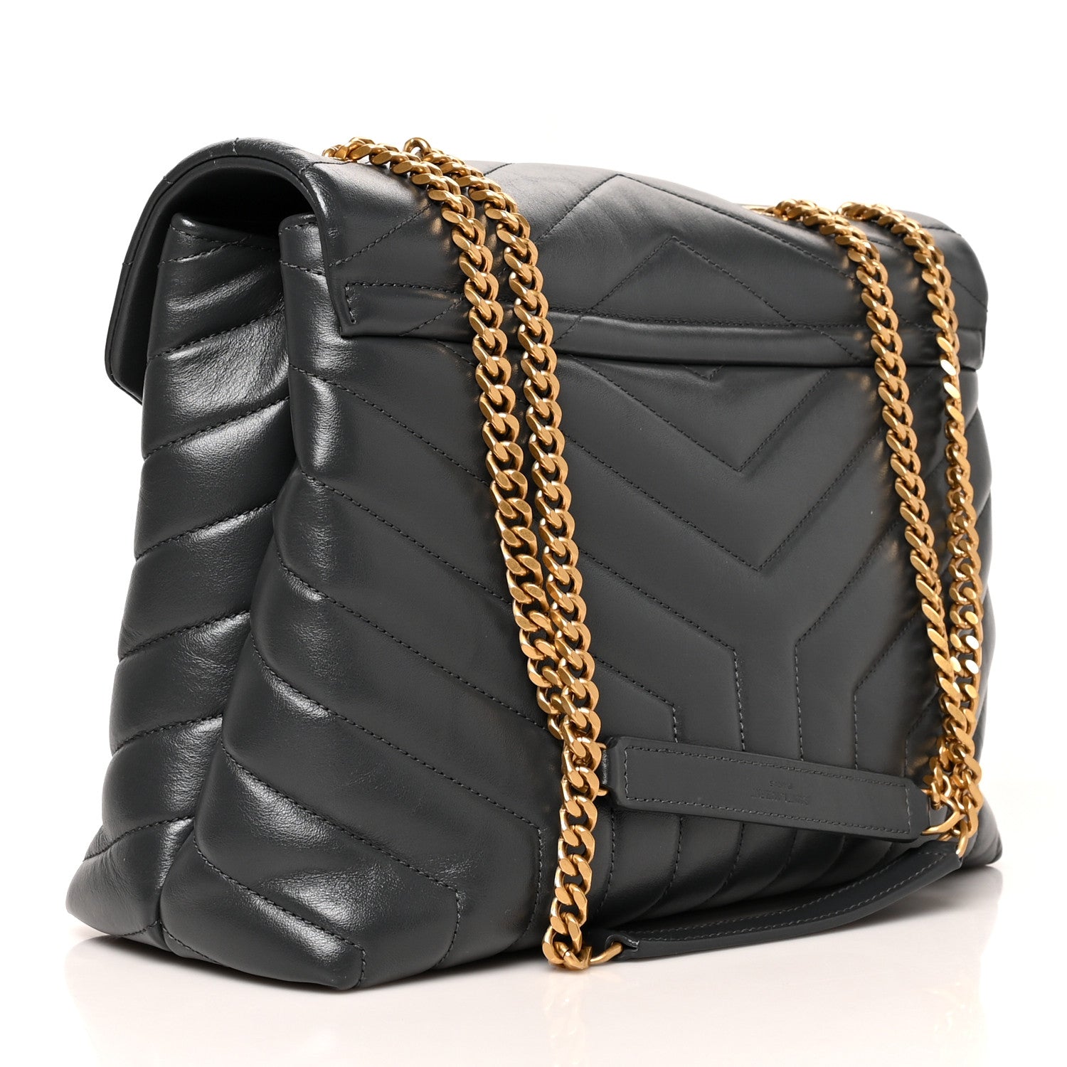 Saint Laurent Calfskin Y Quilted Monogram Medium Loulou Chain Satchel Smog 2 of 10