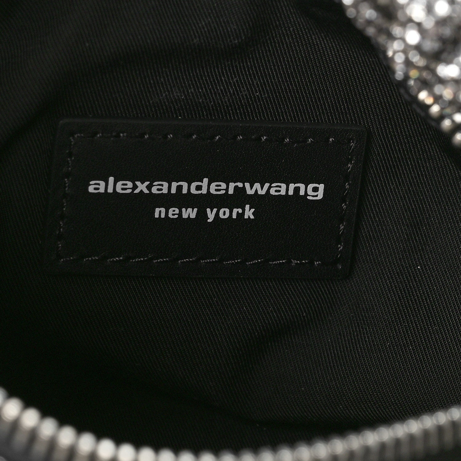 Alexander Wang Mesh Crystal Rhinestone Mini Scrunchie Clutch Black Silver 6 of 9