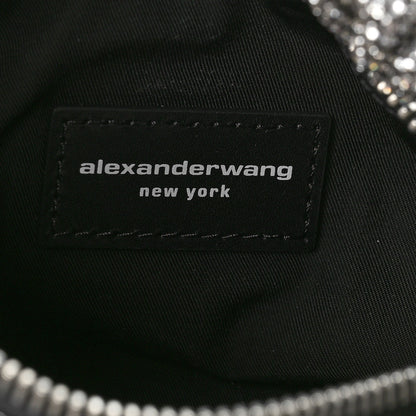 Alexander Wang Mesh Crystal Rhinestone Mini Scrunchie Clutch Black Silver 6 of 9