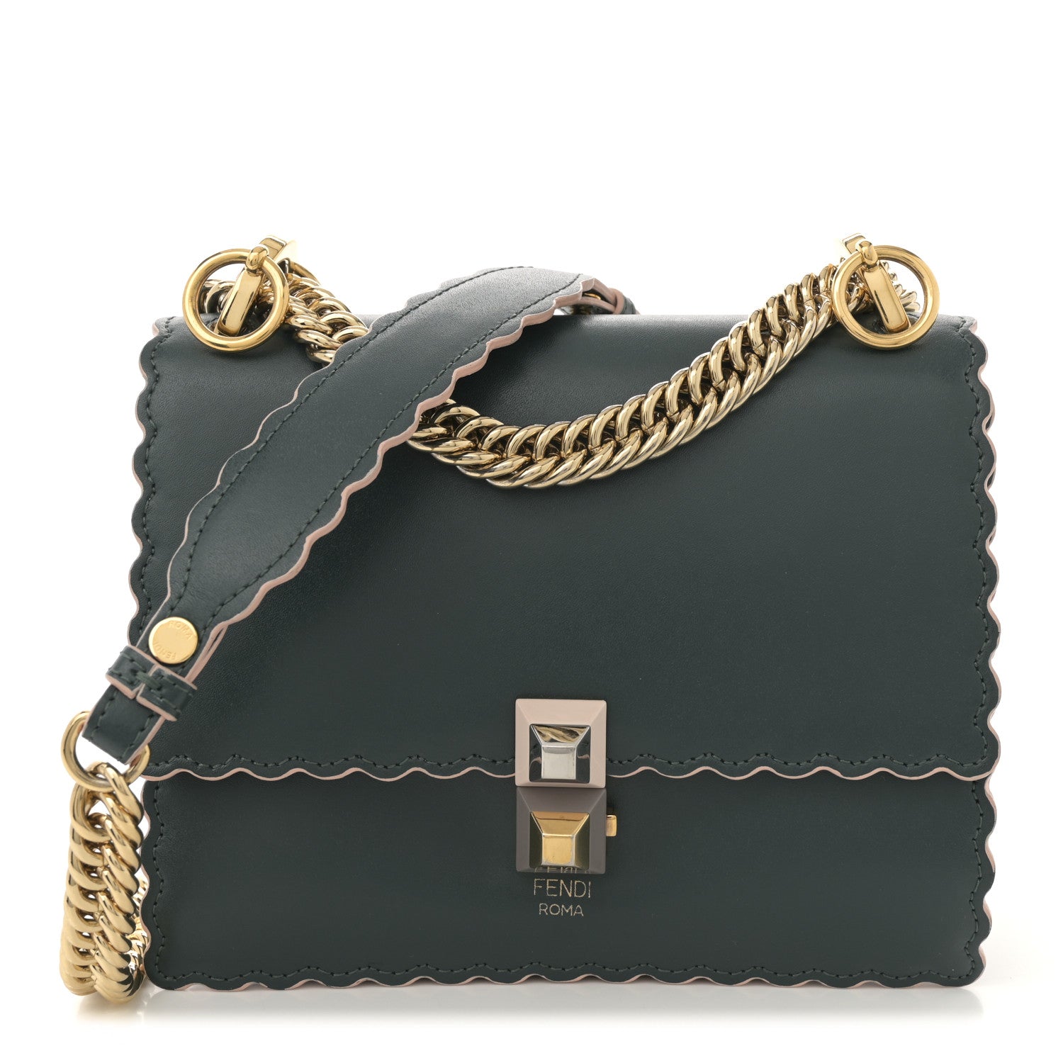Fendi Vitello Liberty Scalloped Studded Small Kan I Shoulder Bag Amazzonia 1 of 13