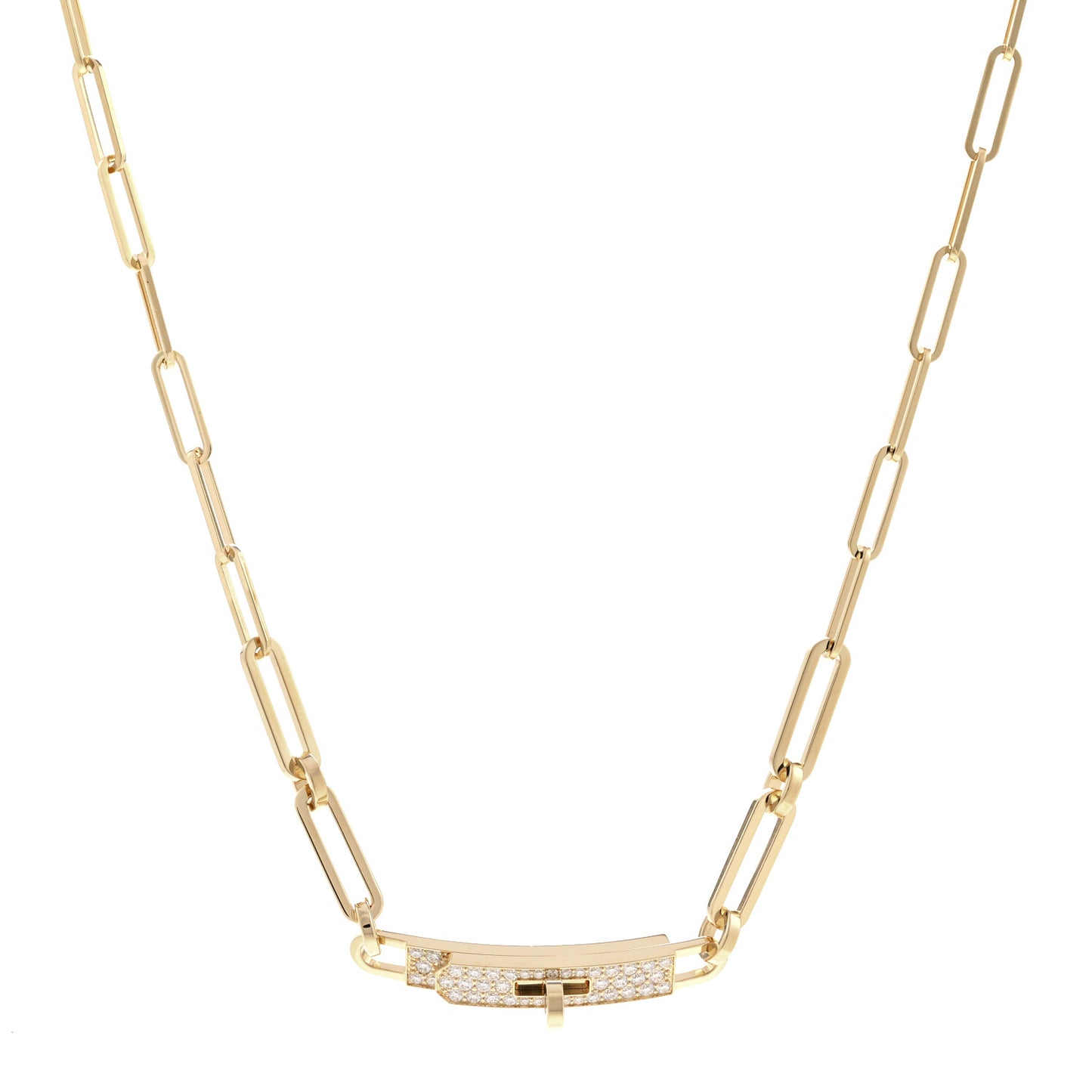 18K Yellow Gold Diamond Pave Kelly Chaine Choker Necklace