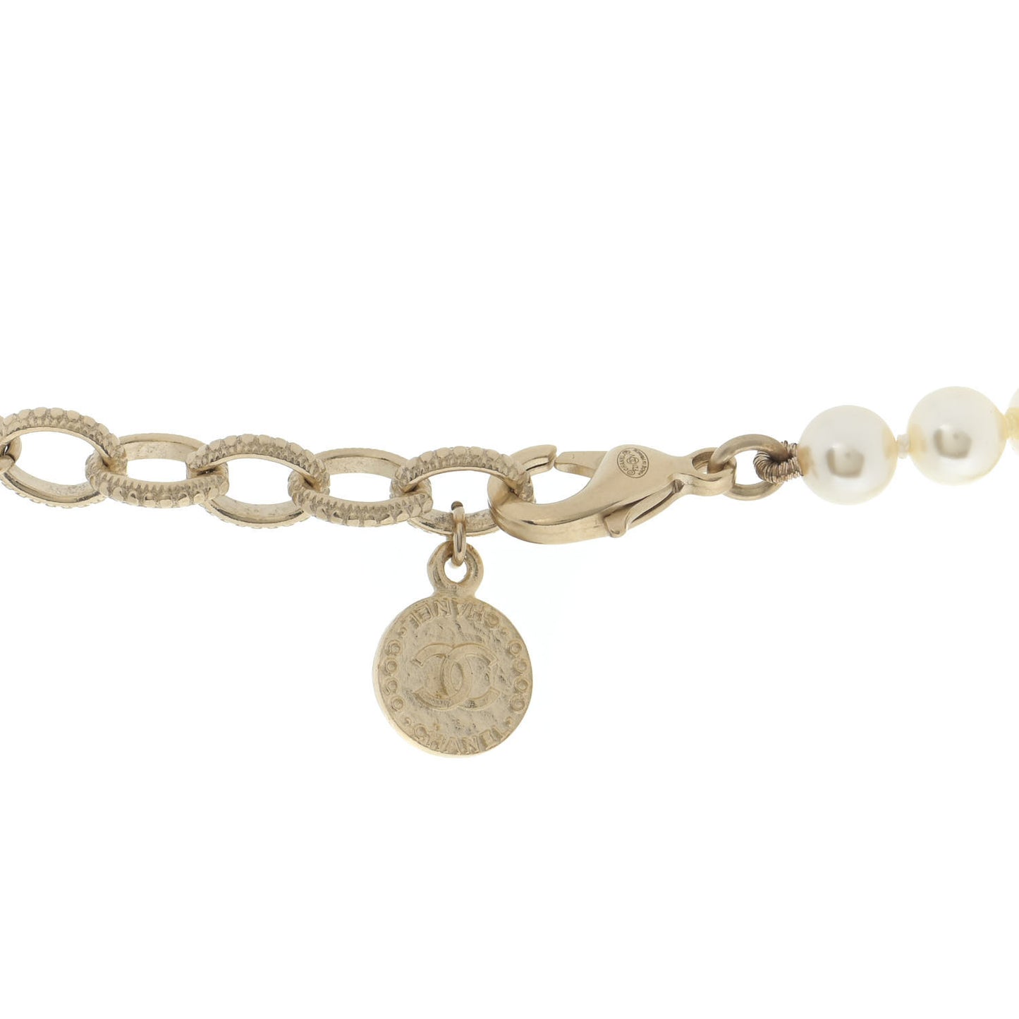 Pearl CC 100th Anniversary Necklace Light Gold