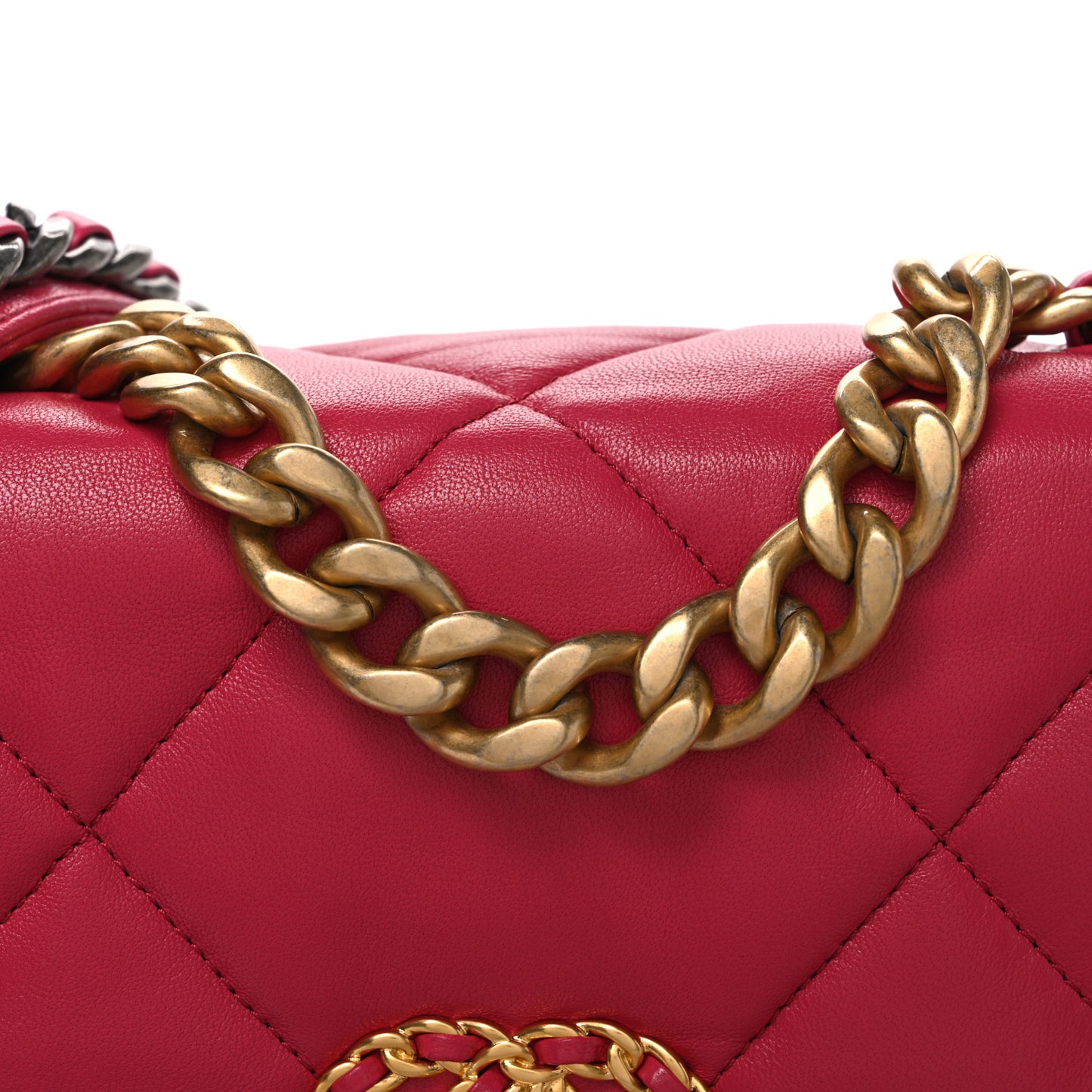 Lambskin Quilted Medium Chanel 19 Flap Dark Pink
