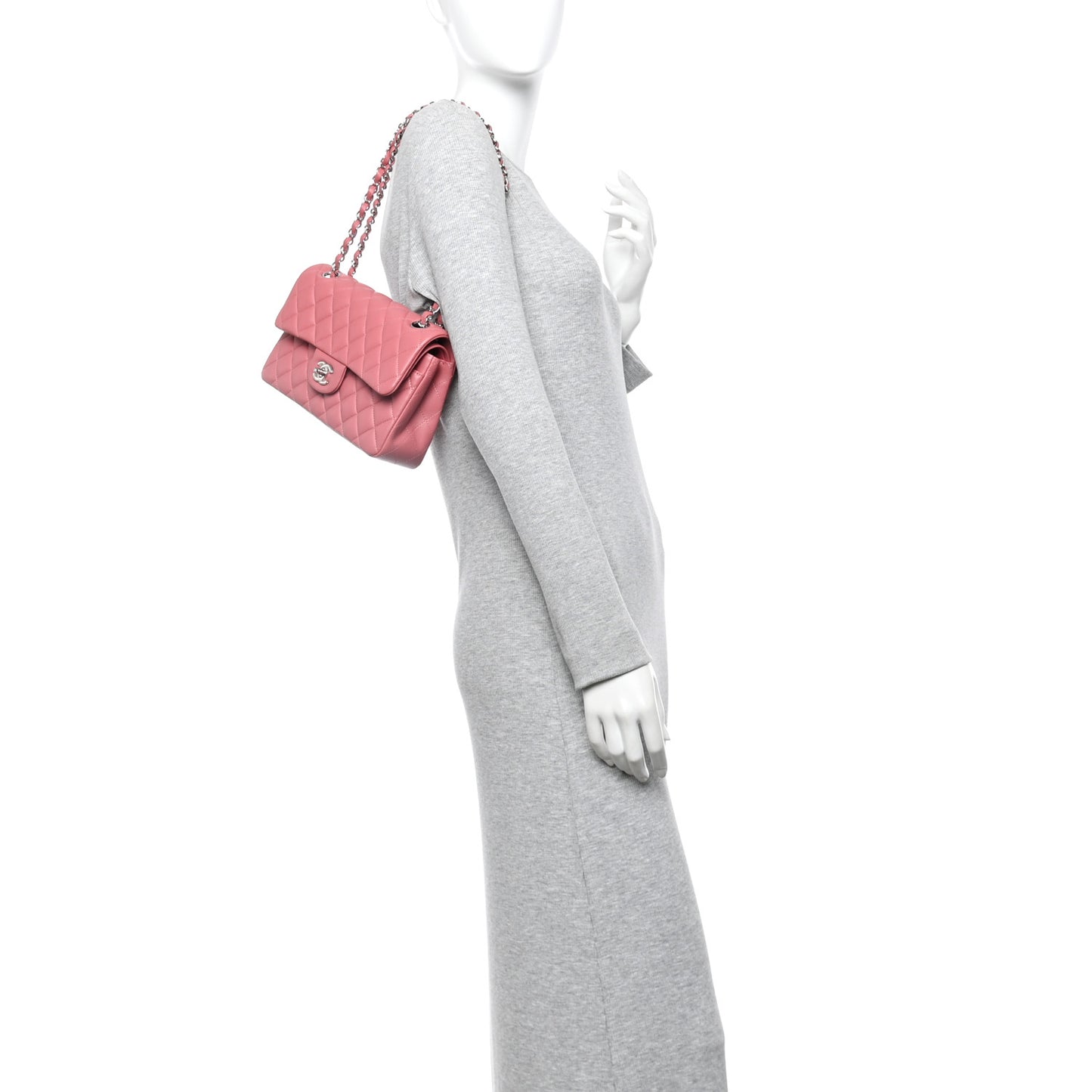 Lambskin Quilted Small Double Flap Pink