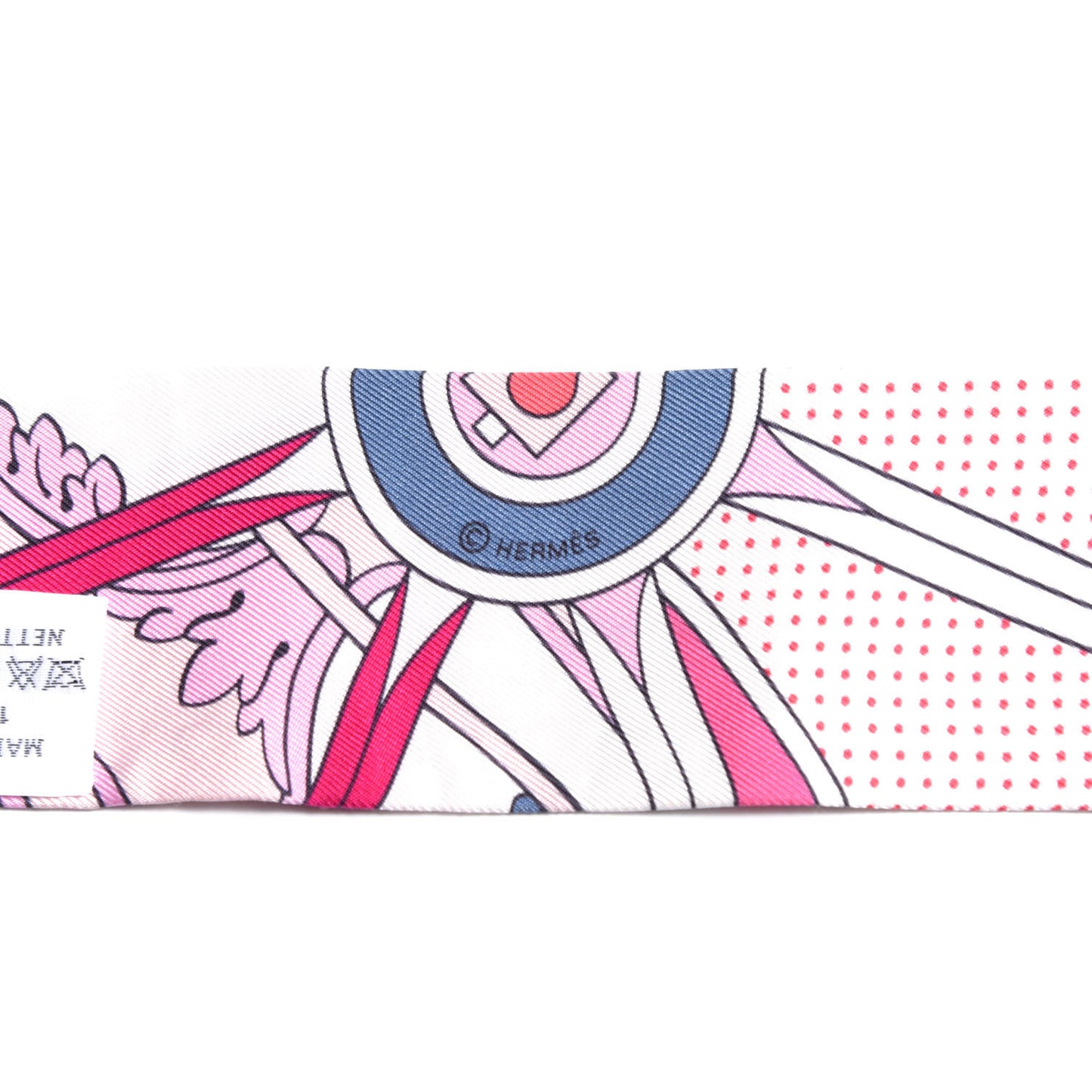 Silk Washington's Carriage Detail Twilly White Rose Vif Gris