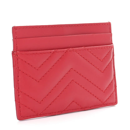 Gucci Calfskin Matelasse GG Marmont Card Holder Hibiscus Red 3 of 8