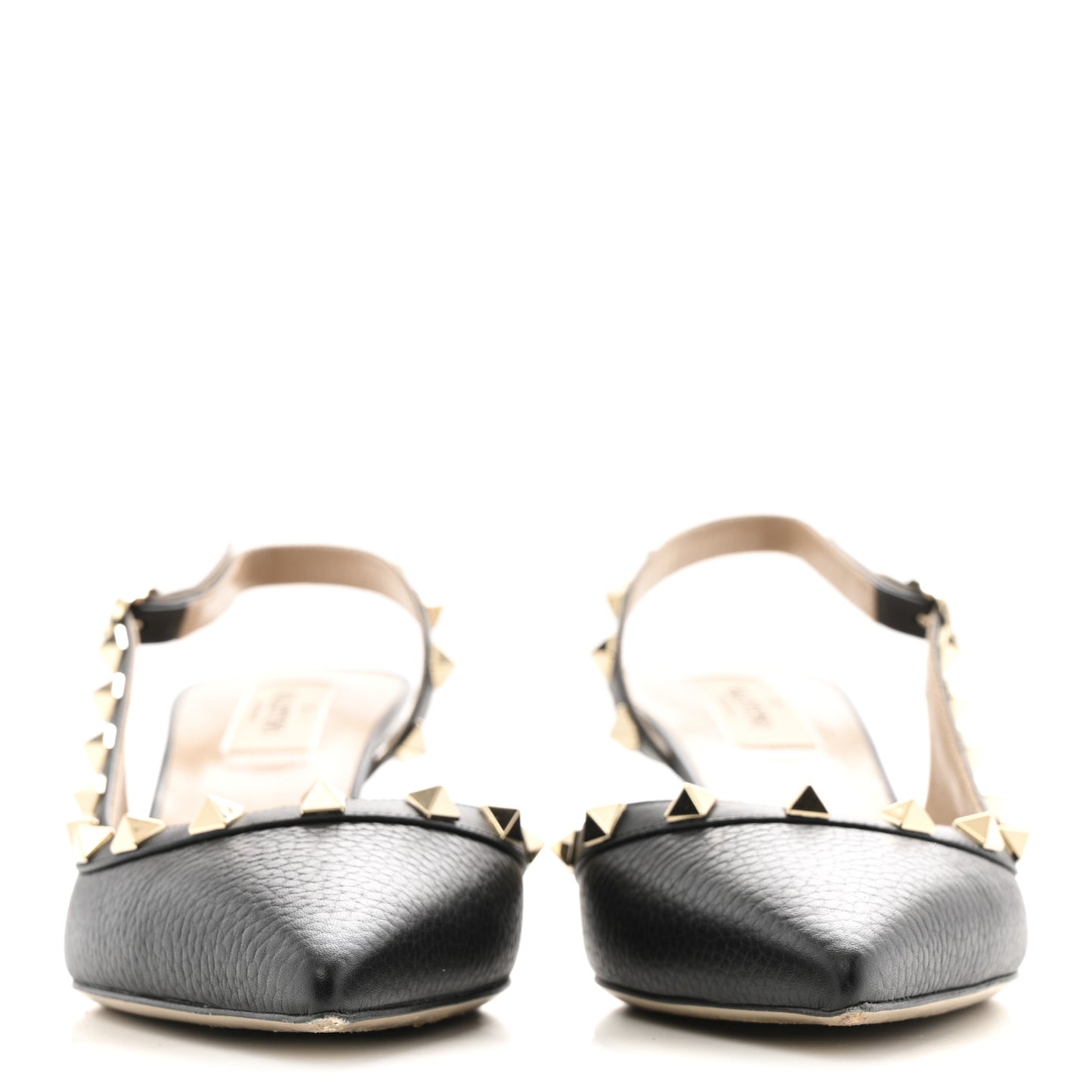 Pebbled Calfskin Rockstud Half d'Orsay Slingback 50mm Pumps 37.5 Black