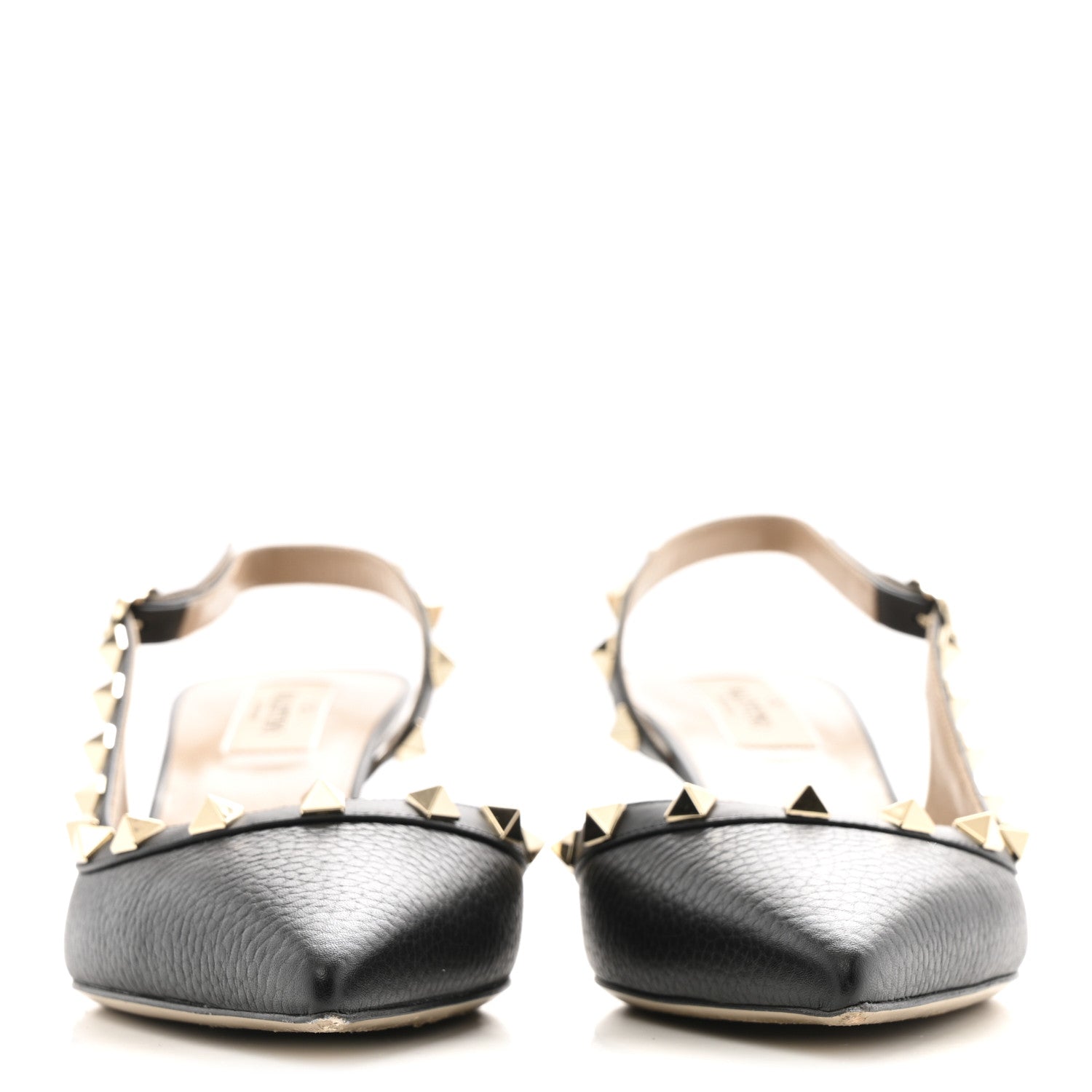 Valentino Garavani Pebbled Calfskin Rockstud Half d'Orsay Slingback 50mm Pumps 37.5 Black 3 of 10