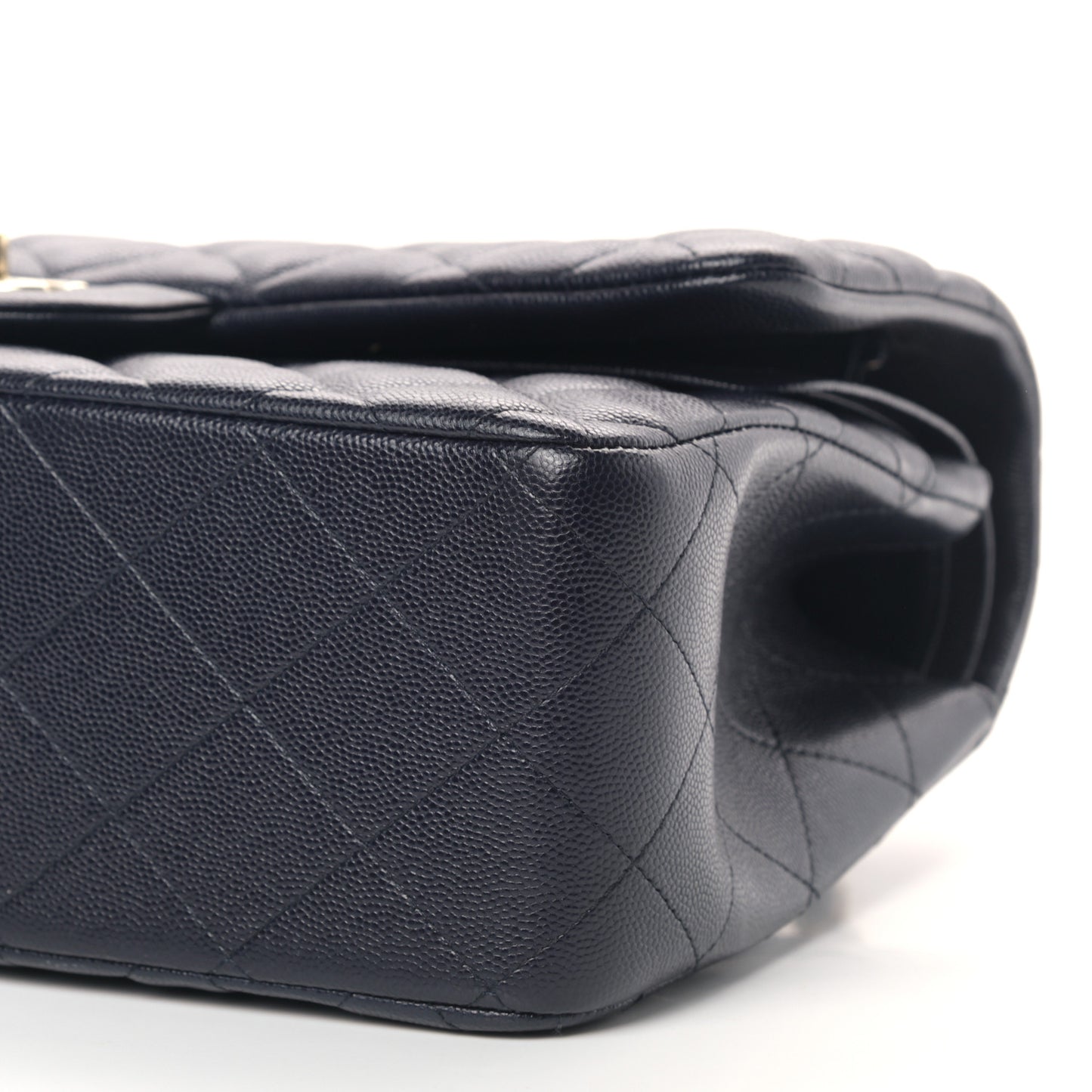 Caviar Quilted Jumbo Double Flap Navy Blue