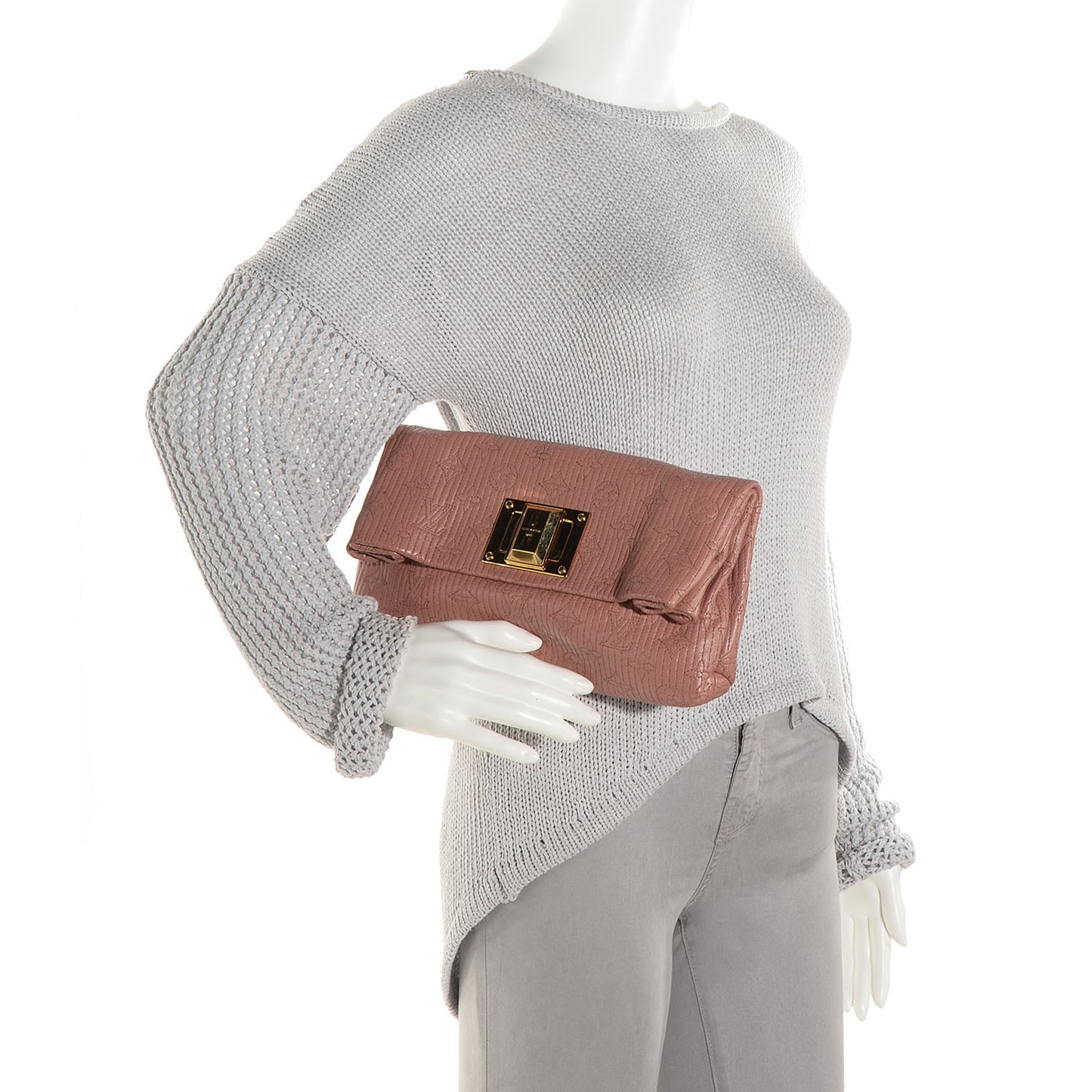 Calfskin Quilted Monogram Altair Clutch Rose Clair