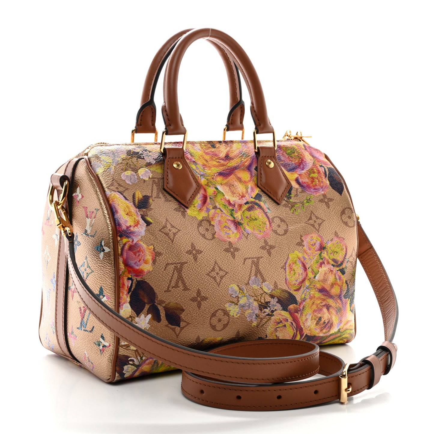 Metallic Monogram LV Garden Speedy Bandouliere 25 Gold