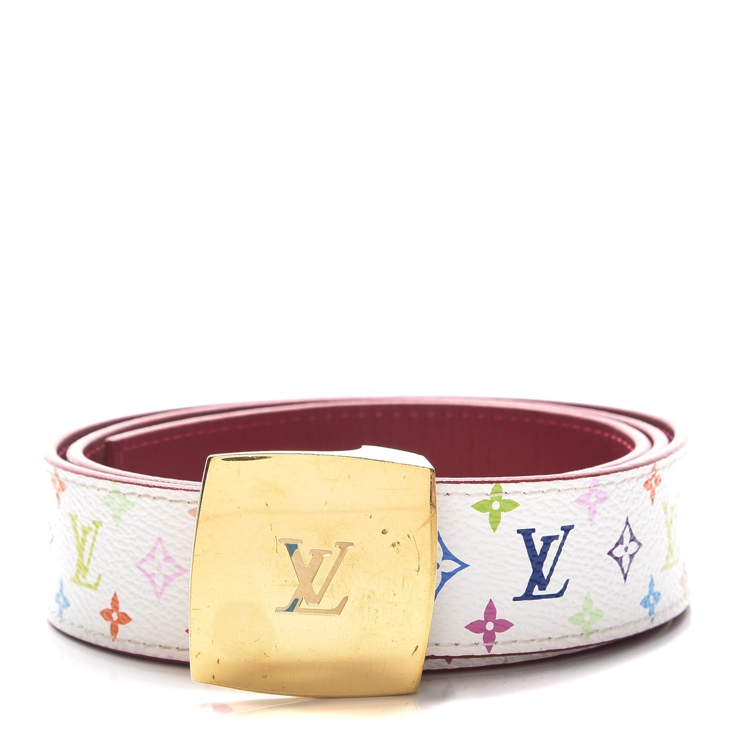 Louis Vuitton Monogram Multicolor LV Cut Reversible Belt 80 32 White Grenade 1 of 8