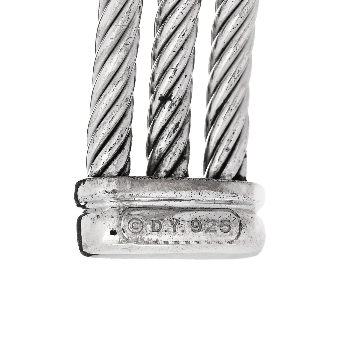 David Yurman Sterling Silver Diamond Three Row Confetti Cuff Bracelet 3 of 4