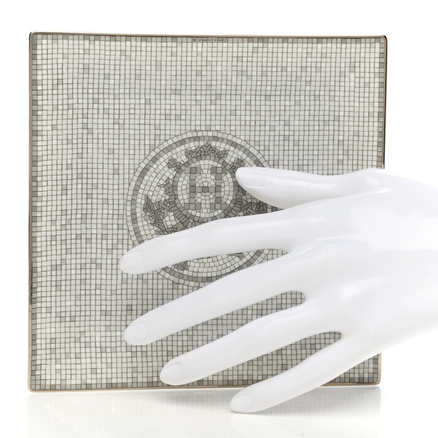Hermes Porcelain Mosaique Au 24 Platinum Square Plate N°3 2 of 7