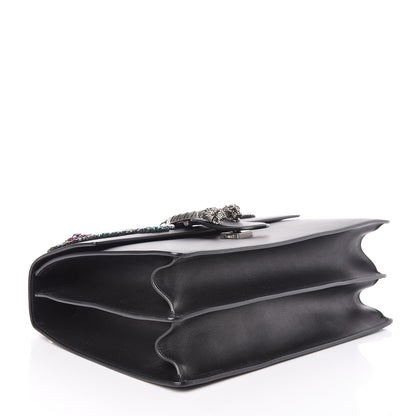 Gucci Moon Calfskin Web Crystal Flowers Large Dionysus Bamboo Top Handle Bag Black Multicolor 4 of 10