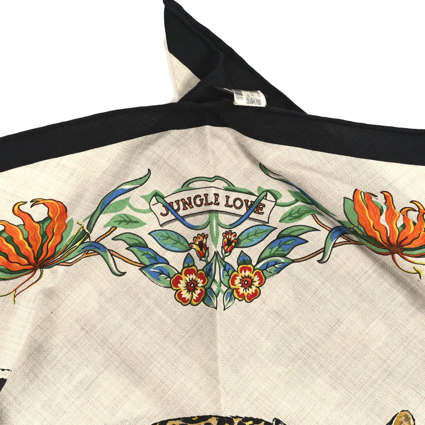 Cashmere Silk Jungle Love Giant Triangle Scarf Black Naturel Multicolor