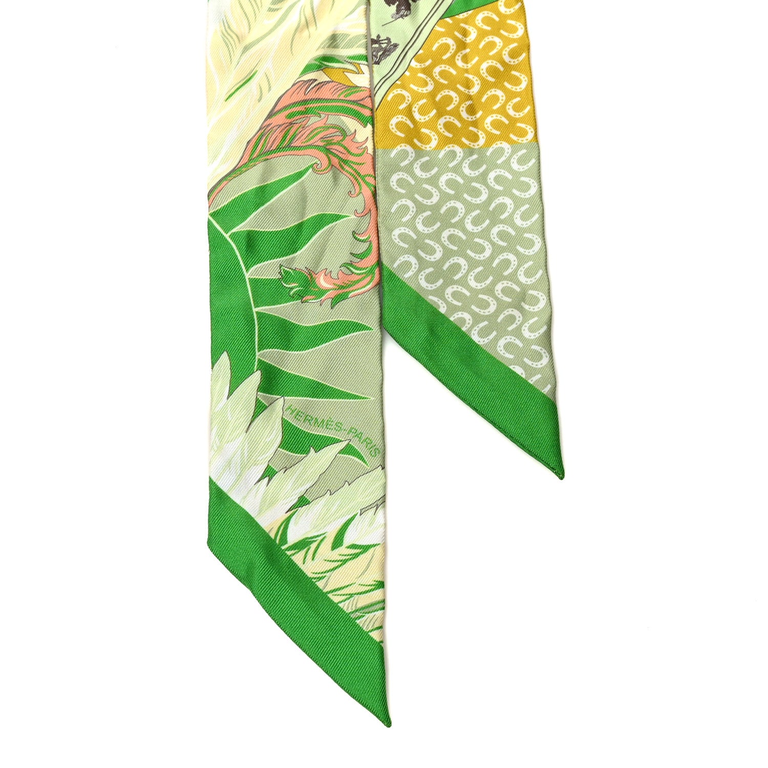 Hermes Silk Cheval Phoenix Twilly Vert Vif Ivory Arnica 2 of 3
