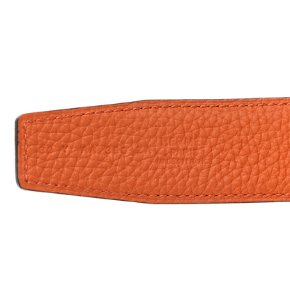 Hermes Box Togo 32mm H Belt 80 Black Orange 3 of 6