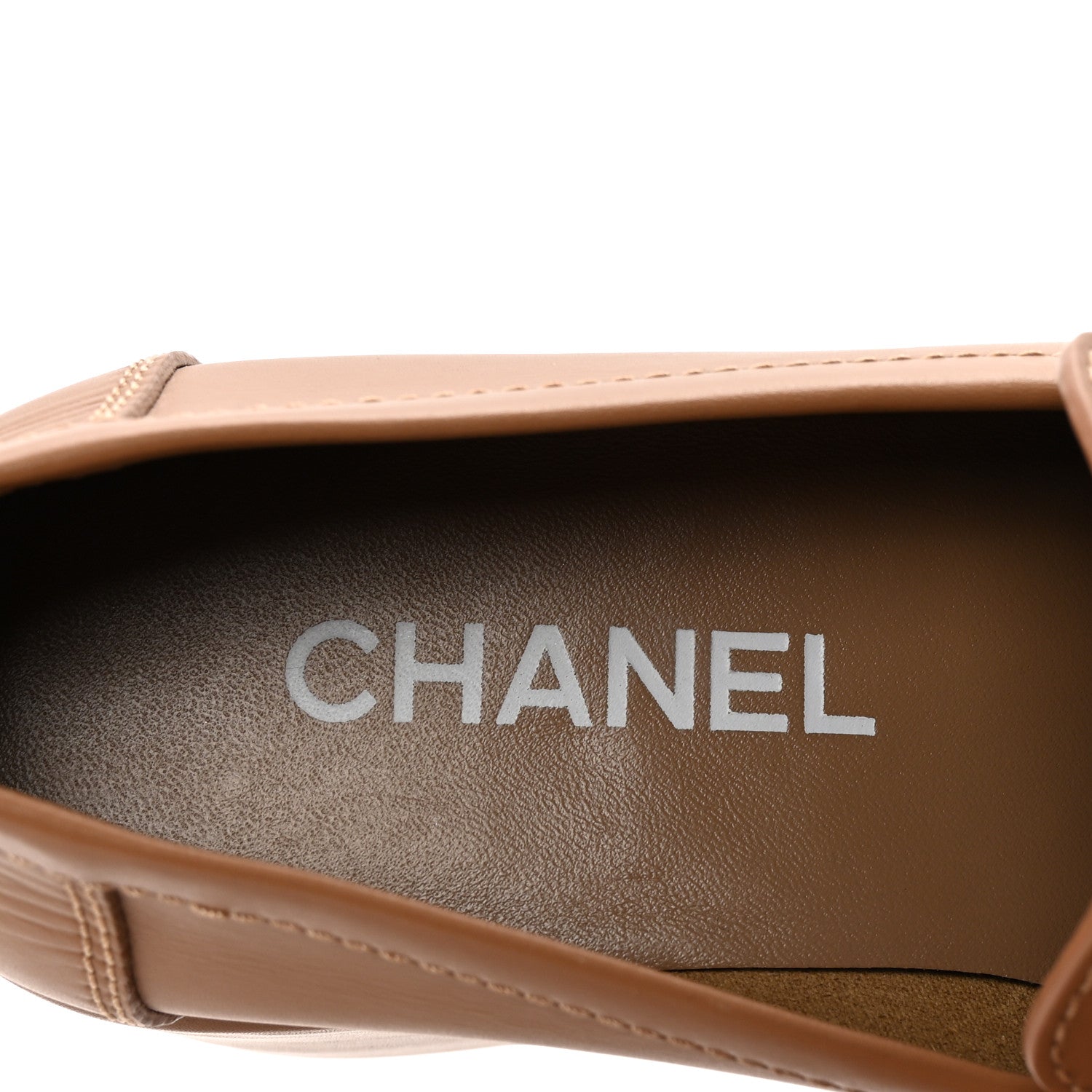 Chanel Calfskin CC Platform Loafers 38 Beige 8 of 9