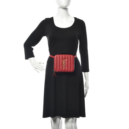 Saint Laurent Lambskin Matelasse Vicky Monogram Belt Bag Eros Red 2 of 12