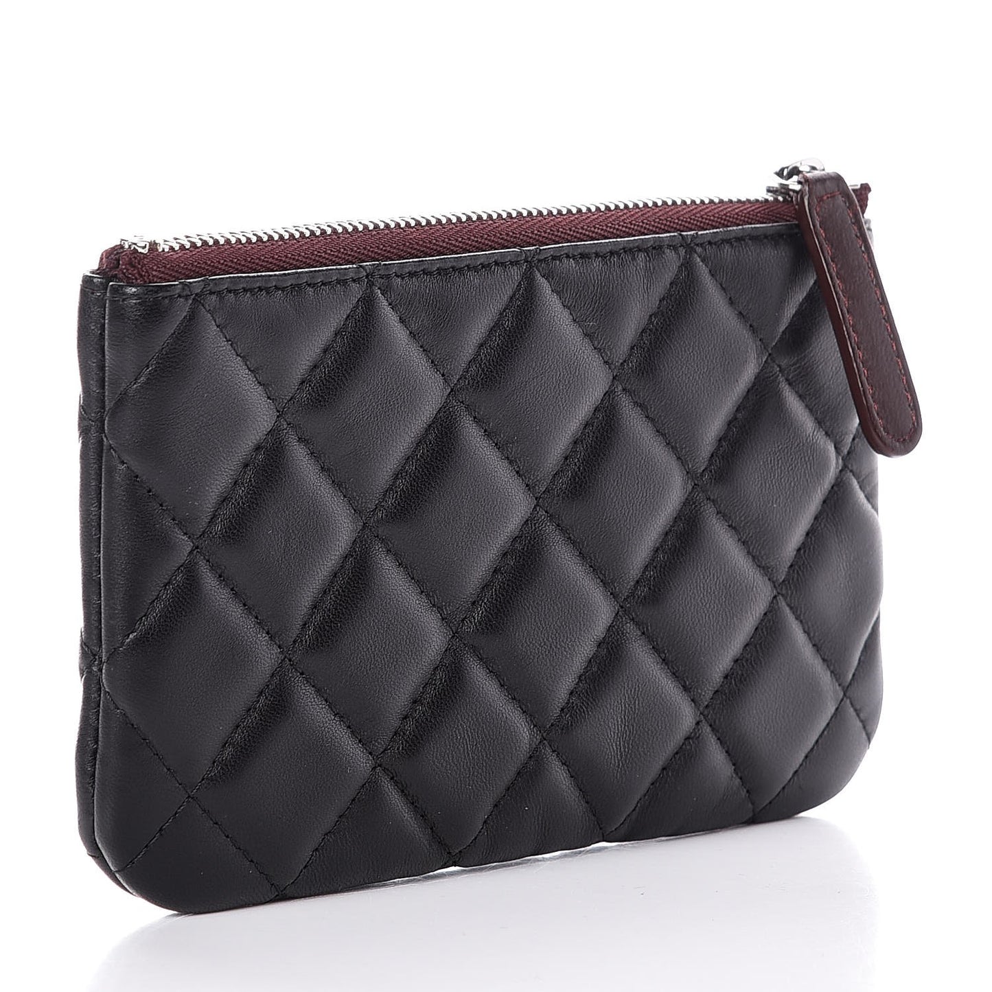 Lambskin Quilted Small Cosmetic Case Black