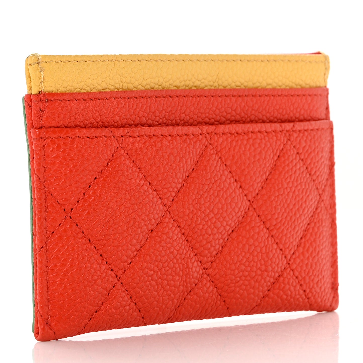 Caviar Quilted Filigree Card Holder Red Green Yellow