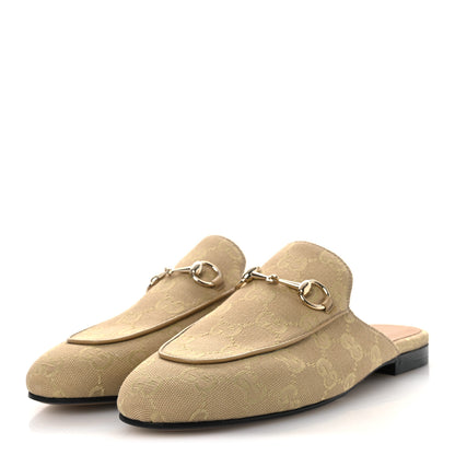 Gucci GG Monogram Canvas Womens Princetown Slippers 38 Ebony Beige 4 of 11