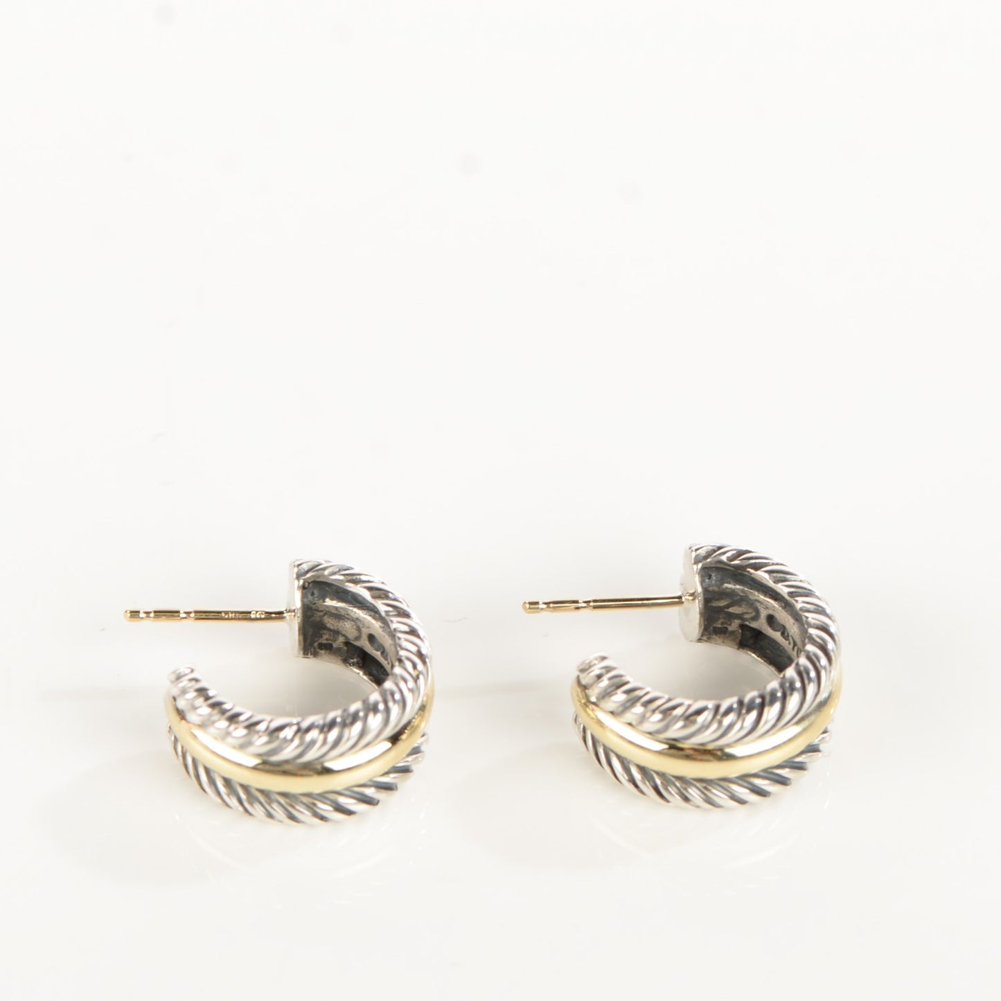 Sterling Silver 14K Yellow Gold 16mm Cable Classics Hoop Earrings