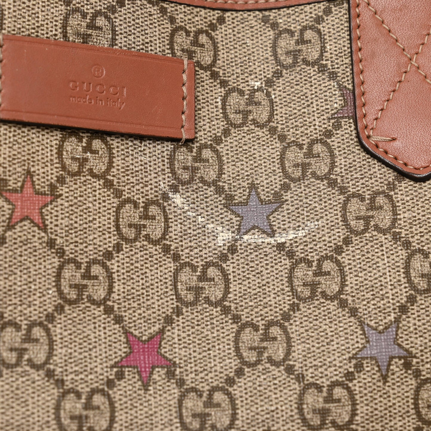 GG Supreme Stars Tote Brown Pink