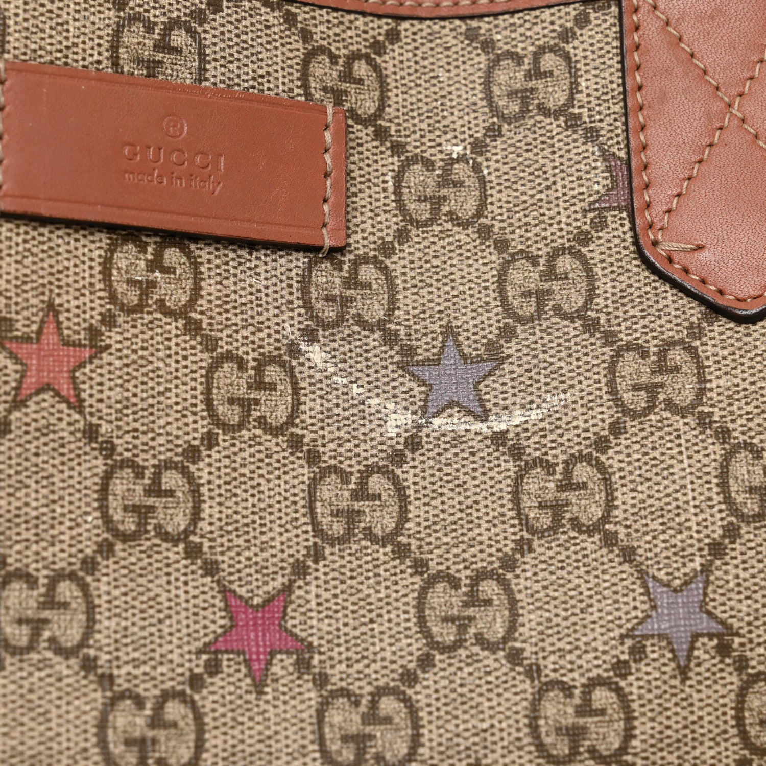 Gucci GG Supreme Stars Tote Brown Pink 11 of 12