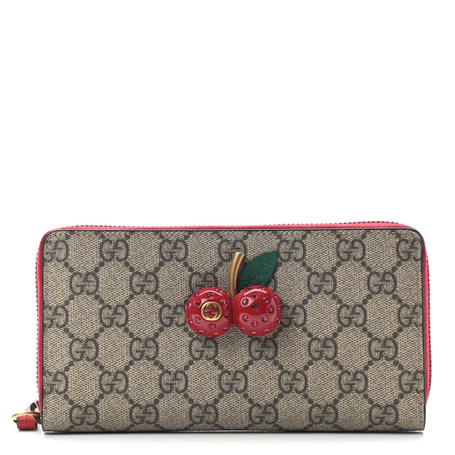 Gucci GG Supreme Monogram Cherries Zip Around Wallet Hibiscus Red 1 of 7