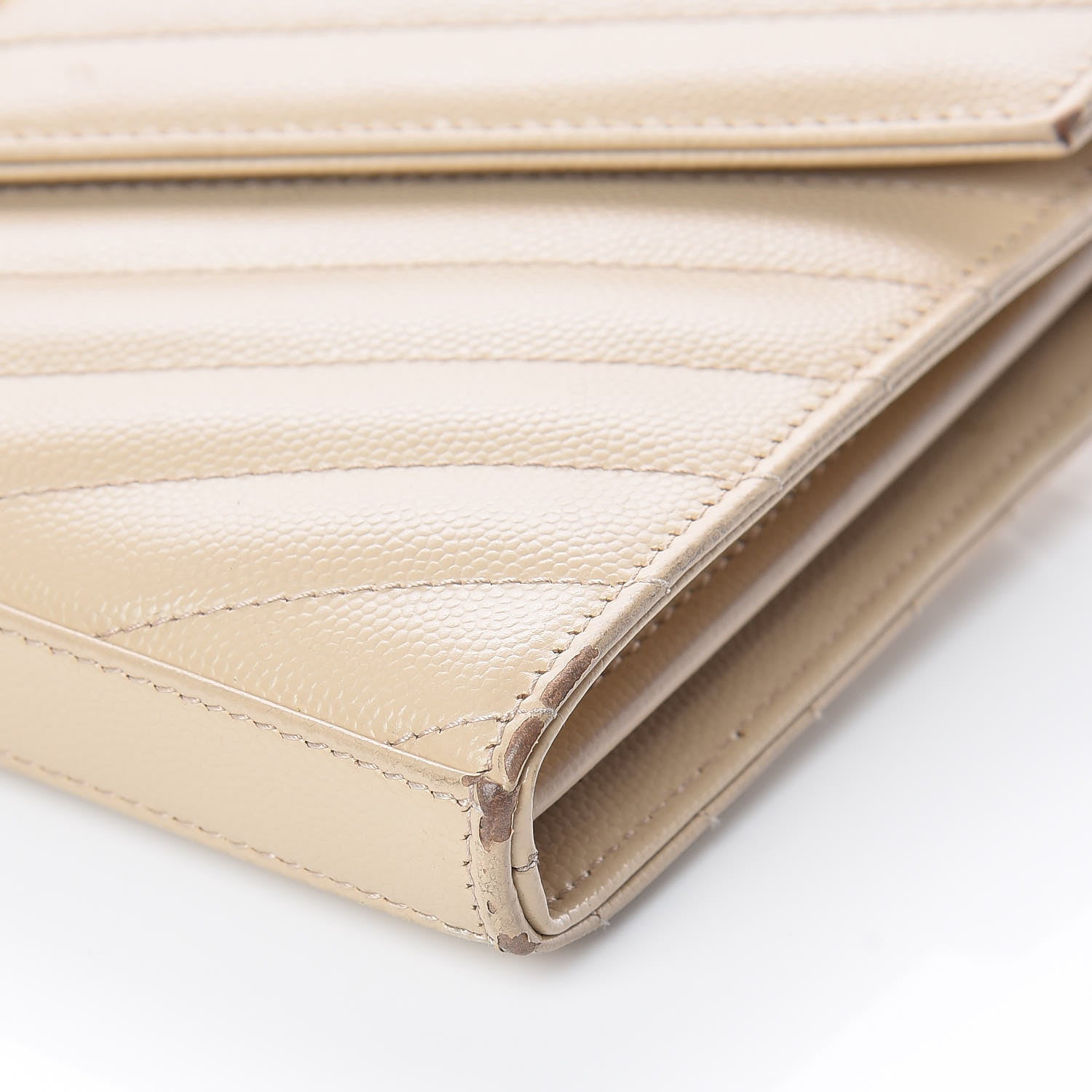 Saint Laurent Grain De Poudre Matelasse Chevron Monogram Chain Wallet Nude Powder 11 of 15