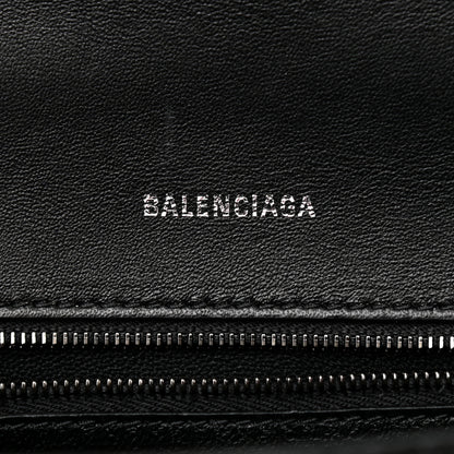Balenciaga Shiny Calfskin Monochrome Crocodile Embossed Small Hourglass Top Handle Bag Black 6 of 8