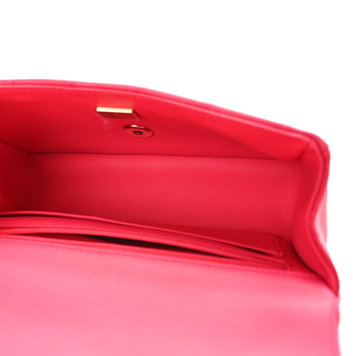 Chanel Lambskin Quilted Mini Top Handle Rectangular Flap Dark Pink 5 of 9