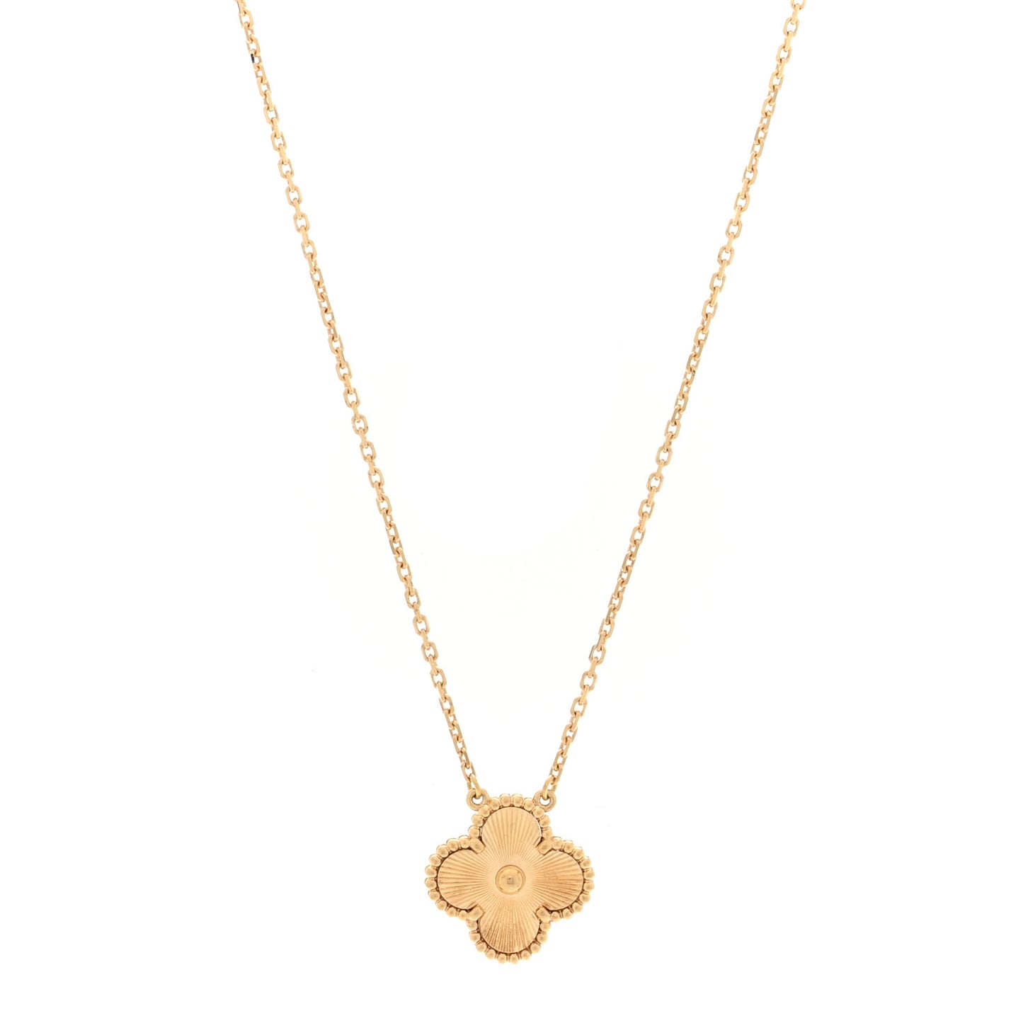 18K Yellow Gold Guilloche Vintage Alhambra Pendant Necklace
