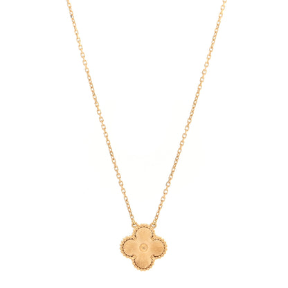 Van Cleef & Arpels 18K Yellow Gold Guilloche Vintage Alhambra Pendant Necklace 1 of 4