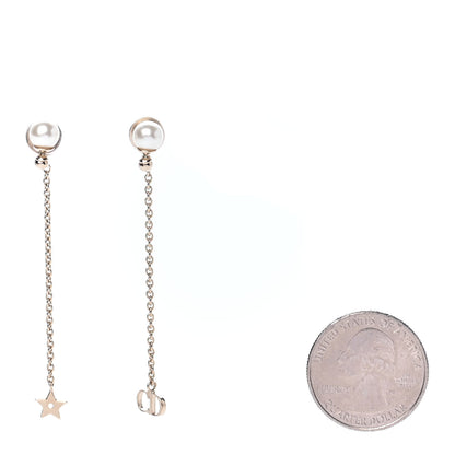 Christian Dior Pearl La Petite Tribale Dangle Chain Earrings Gold 2 of 4