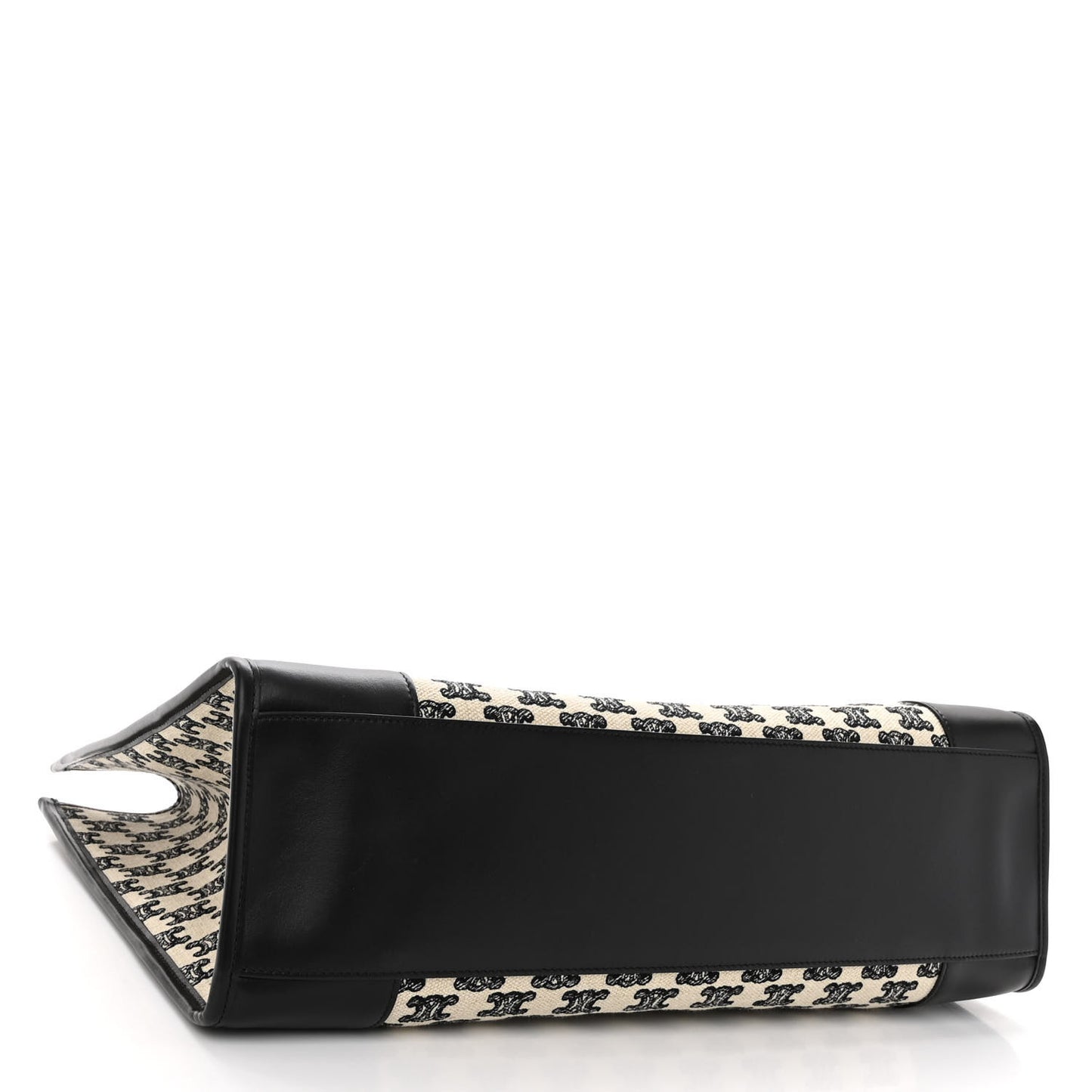 Canvas Calfskin Triomphe Embroidered Horizontal Cabas Black
