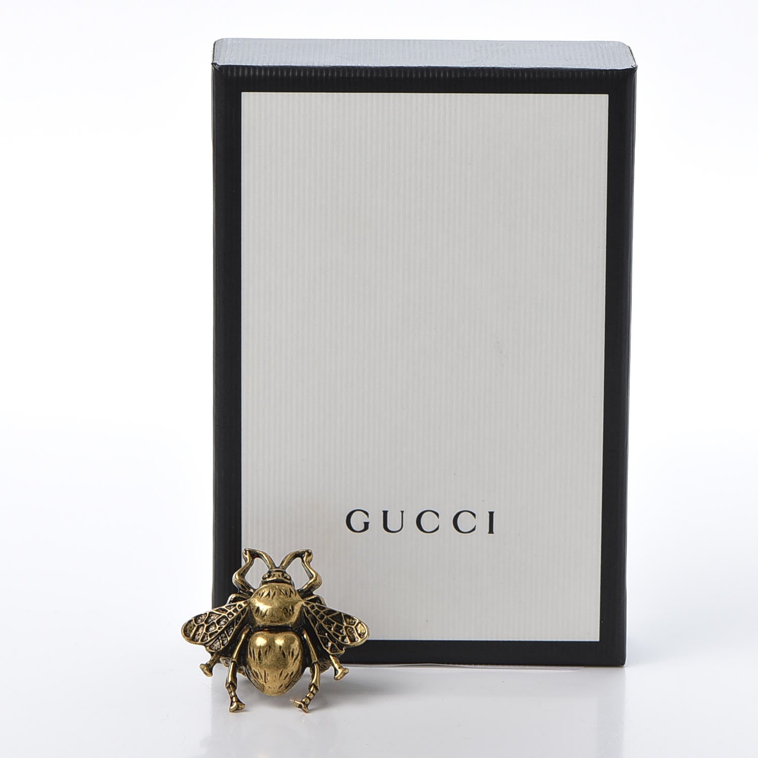 Gucci Metal Enamel Bee Ring 6.75 Aged Gold 3 of 3